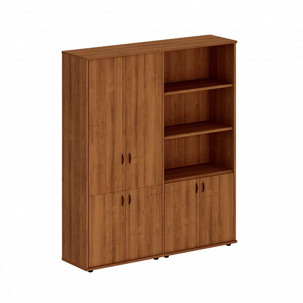 Шкаф комбинированный высокий (закрытый + полузакрытый) "Престиж" Исп.51 темный орех - Вид 1