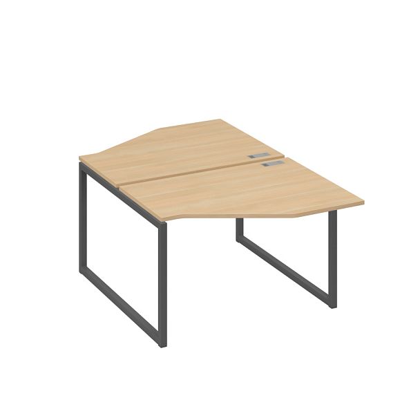 Станция каркас QUATTRO столы (2х120) эргономичные Техно A4 А4 Б4 186 БП натуральный дуб / металлокаркас антрацит - Вид 1