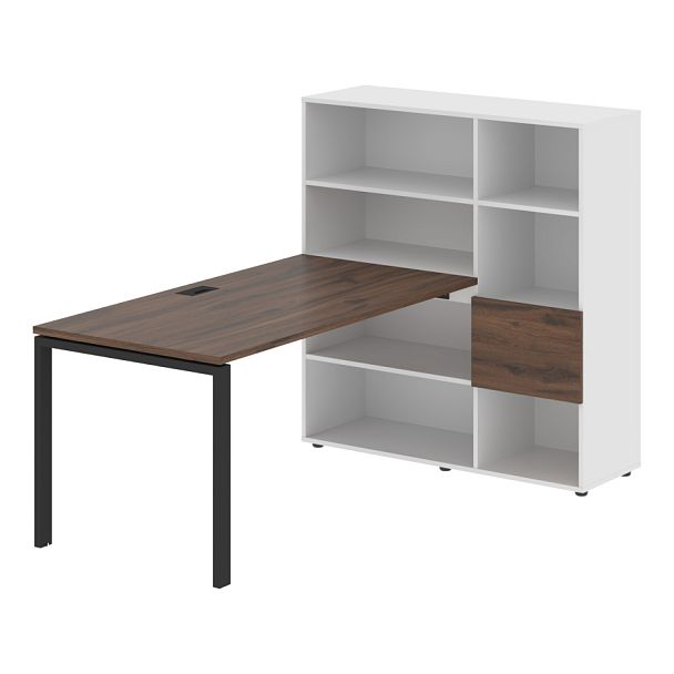 Стол-стеллаж EURST 1215 Дуб Денвер тёмный/Черный/Белый 1990х1250х1355 EDIS - Вид 1