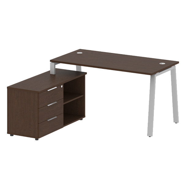 Metal System Р. ст. с тумбой на А-образном м/к БА.РС-СТС-2.3 (L) Венге/Серый металл 1500*1520*750 - Вид 1