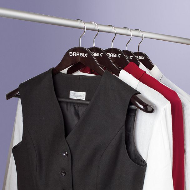 Вешалка-плечики, размер 48-50, деревянная, анатомическая, перекладина, цвет шоколад, BRABIX "Люкс", 601165 - Вид 7