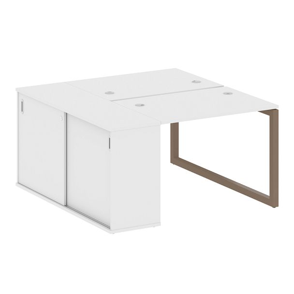 Metal System Quattro Р. ст. с шкафом-купе на О-образном м/к 50БО.РС-СШК-1.1 Т Белый/Мокко металл 1410*1475*750 - Вид 1