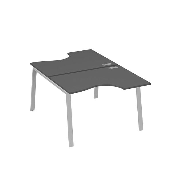 Рабочая станция со столами (2х120) каркас TRE A4 А4 Б3 183  БП антрацит премиум / металлокаркас серый - Вид 1