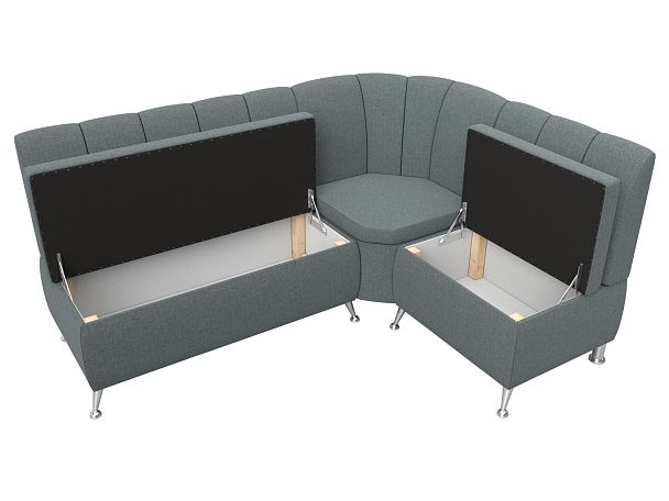 Диван кухонный угловой Кантри правый угол Рогожка серый - Вид 6