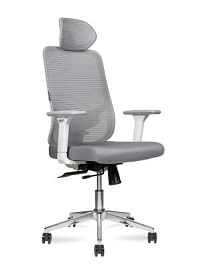 Кресло офисное / Best white / белый пластик / серая сетка / серая ткань /база хром - Фото предпросмотра