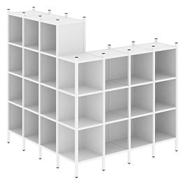Loft Угловой внешний стеллаж наборный VR.L-60 Белый бриллиант/Белый металл 1694*1694*1869 - Фото предпросмотра