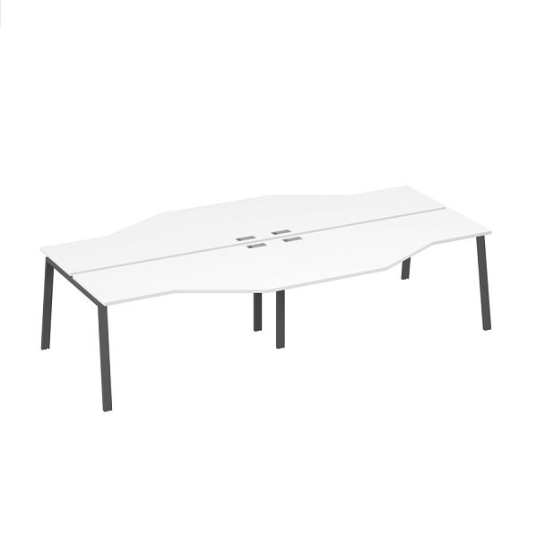 Станция рабочая 4х160 столы Техно на каркасе TRE A4 А4 Б3 188-2 БП белый премиум / металлокаркас антрацит - Вид 1