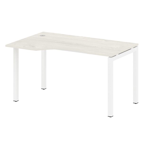 Metal System Quattro Стол криволинейный левый на П-образном м/к 50БП.СА-2 (L) Дуб наварра/Белый металл 1400*900*750 - Вид 1