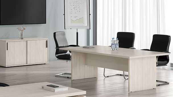 Сектор стола переговоров New Line 174x40,6x75 дуб шамони светлый - Вид 6