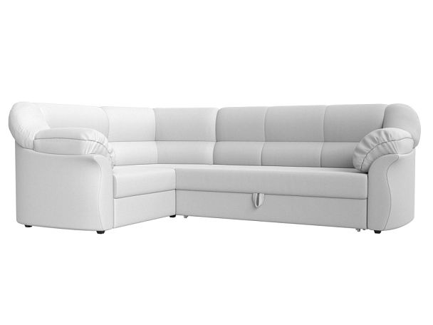 Диван угловой Карнелла левый (полностью экокожа белая) - Вид 1