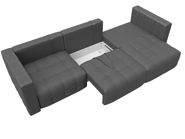 Диван прямой Лига-052 НПБ Лонг Замша серый - Вид 8