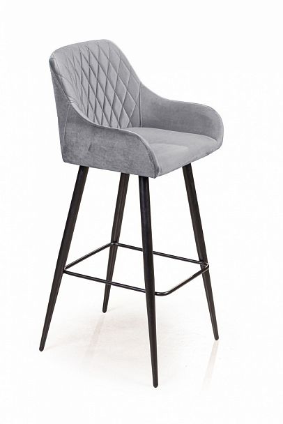 Стул барный Robert, бархат светло-серый 26 - Вид 1