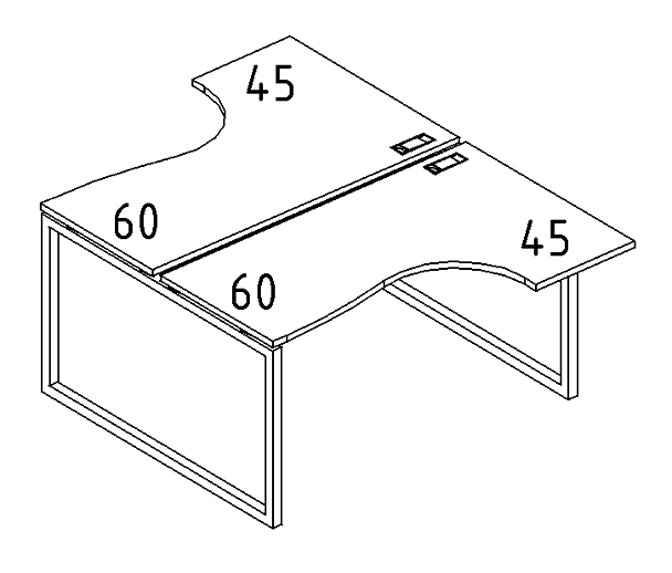 Рабочая станция QUATTRO (2х160) столы Классика эргономичные A4 А4 Б4 182 БП антрацит премиум / металлокаркас серый - Вид 3