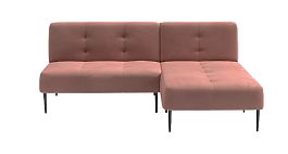 Monaco диван-кровать с шезлонгом, без подлокотников, бархат пудровый 15 - Фото предпросмотра