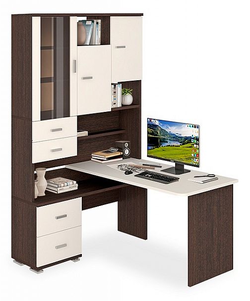 Стол компьютерный Домино СР-620/140 Белый/Венге левый - Вид 1