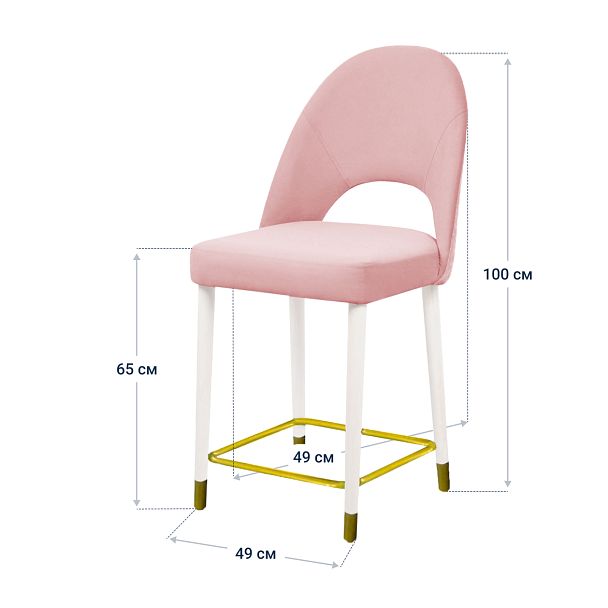 Стул Маллин полубарный, велюр Ginger 11, ножки бук, RAL 9003 + золото - Вид 5