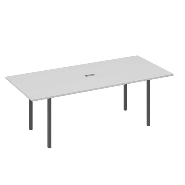 Стол переговорный 220 на металлокаркасе DUE A4 А4 Б2 124 БП серый / металлокаркас антрацит - Вид 1