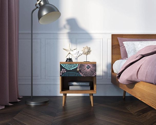 Тумбочка Berber с открытой полкой 32 принт арт BB33/Print_32, разноцветная - Вид 2