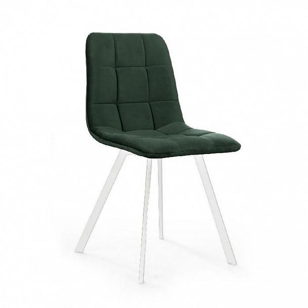 Стул UNO, бархат зеленый 19/ белый профиль - Вид 1