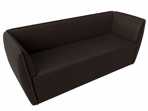 Прямой диван Бергамо 3-х местный (полностью экокожа коричневая) - Вид 5