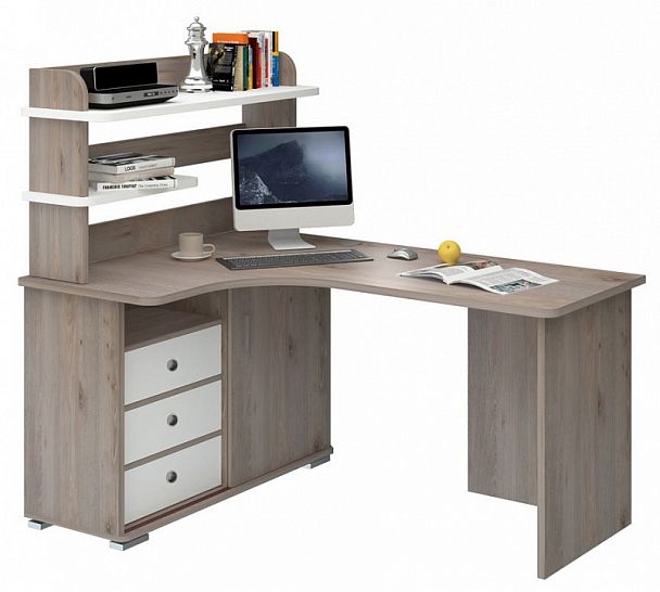 Стол компьютерный Домино СР-165 Белый/Нельсон левый - Вид 2