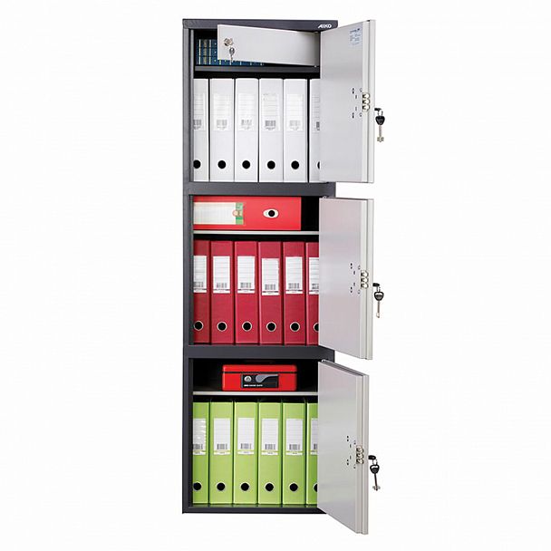 Шкаф металлический для документов AIKO "SL-150/3Т" ГРАФИТ, 1490х460х340 мм, 37 кг, S10799153502 - Вид 3