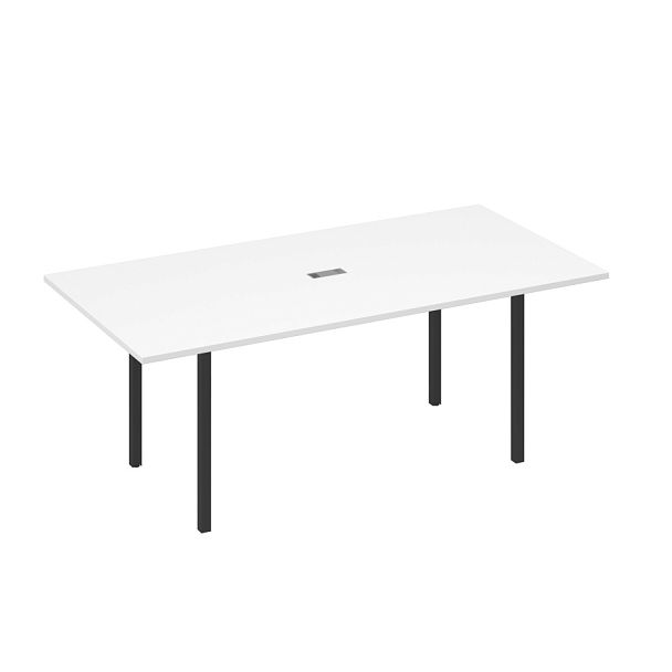 Стол 200 переговорный с металлокаркасом DUE A4 А4 Б2 123 БП белый премиум / металлокаркас антрацит - Вид 1