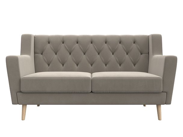 Прямой диван Брайтон 2 Люкс (полностью микровельвет бежевый) - Вид 2