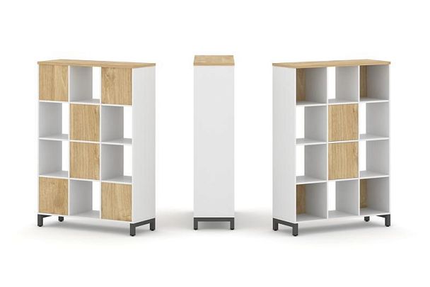 Стайл Проджект Набор стеллажа 1 сторон., 4 яр. SN.NS-431 Белый/Тиквуд Светлый/Металл Антрацит 1121*4 - Вид 1