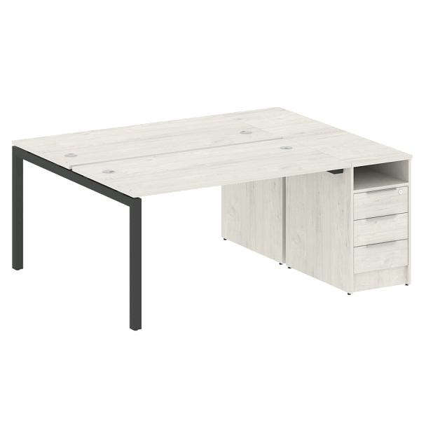 Metal System Quattro Р. ст. с тумбой на П-образном м/к 50БП.РС-СТП-2.3 Дуб наварра/Антрацит металл 1812*1475*750 - Вид 1