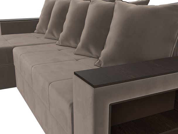 Диван угловой Дубай Лайт угол левый (полностью велюр коричневый) - Вид 4