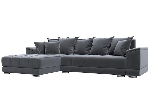 Угловой диван НордСтар левый угол Велюр серый - Вид 1