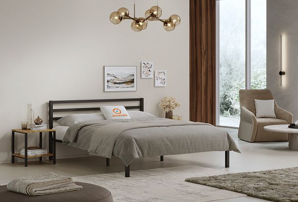 Кровать металлическая Сталь 1800*2000, цвет черный - Вид 4