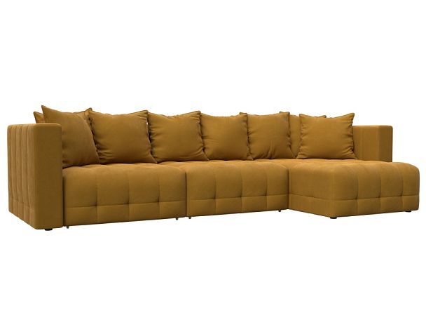 Диван угловой Лига-052 НПБ Лонг угол универсальный Велюр желтый - Вид 1