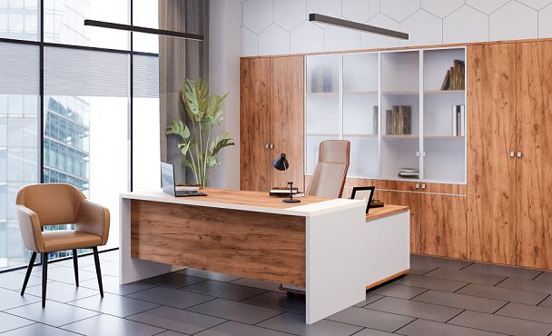 Стол письменный Foil 160x80x75 дуб крафт золотой - Вид 16