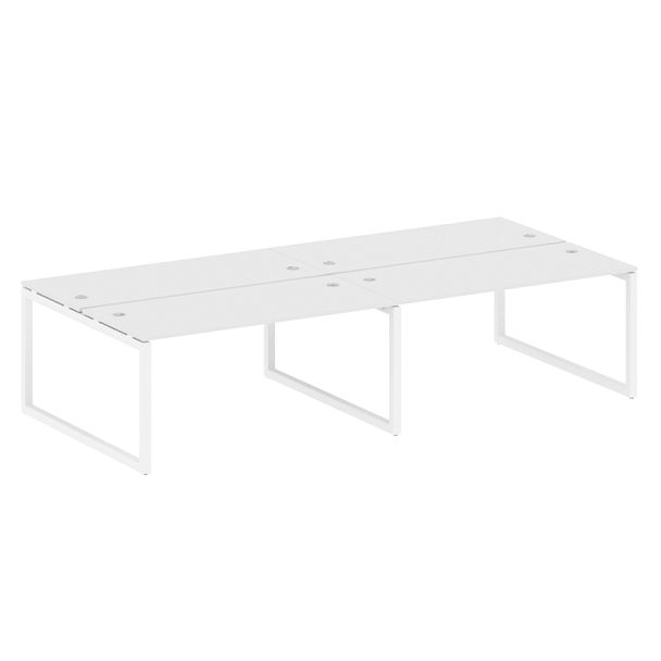 Metal System Quattro Р. ст. на 4 раб. места на О-образном м/к 50БО.СМ-4.4 Белый/Белый металл 3200*1475*750 - Вид 1