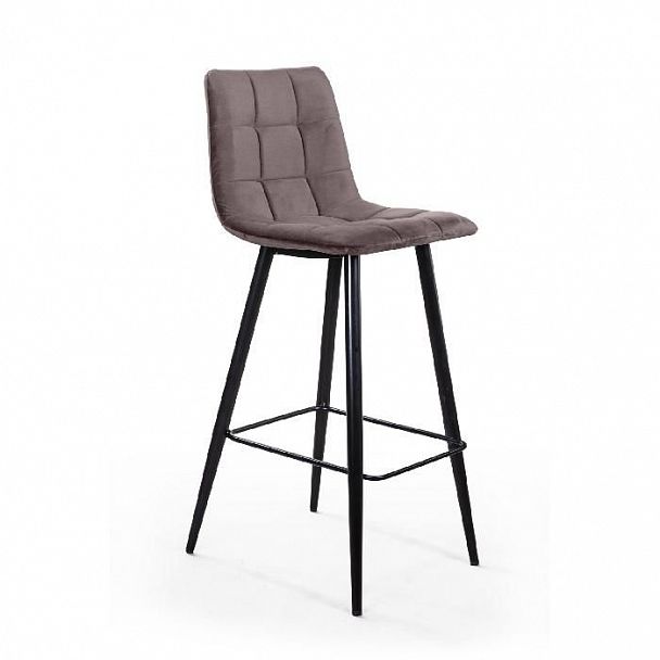 Стул барный UNO, бархат антрацит 14/ чёрный конус - Вид 1