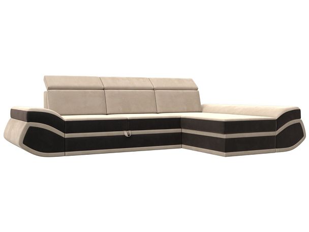 Диван угловой Лига-032 правый угол Велюр бежевый - Вид 1
