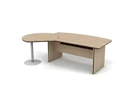 БЕРЛИН / BERLIN Стол руководителя с брифингом левый 2550х1500х760 Акация/Черный - Фото предпросмотра