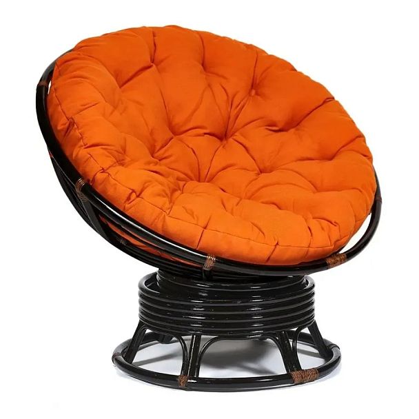 Кресло-качалка Папасан/Papasan (W 23/01 B) /с подушкой/Antique brown (античный черно-коричневый) - Вид 1