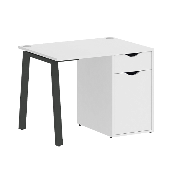 Home Office Стол письменный VR.SP-3-98.1.A Белый бриллиант/Антрацит металл 980*720*750 - Вид 1