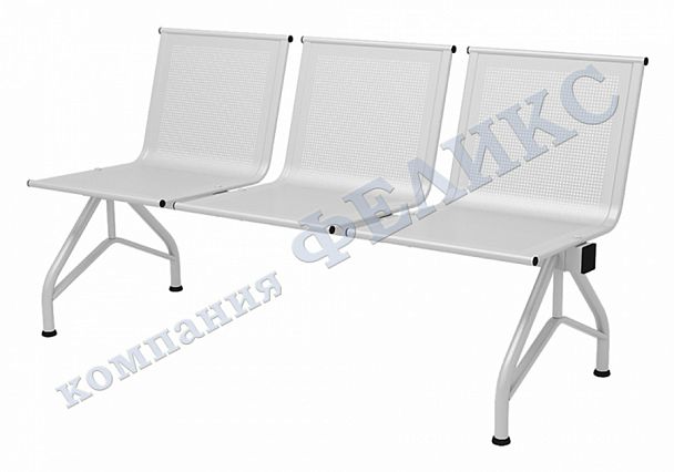 СТИЛЛ мод. см.86/2-03 3-х местная секция (155х60х78) алюминий муар "Кресла для залов ожидания" ТК-002030000590 серый - Вид 1