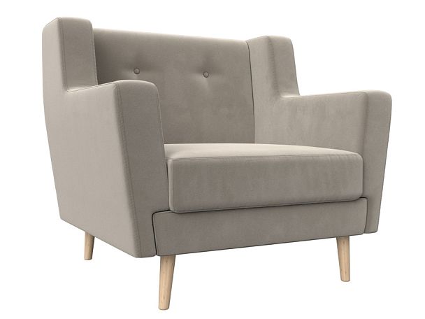 Кресло Брайтон (полностью микровельвет бежевый) - Вид 1