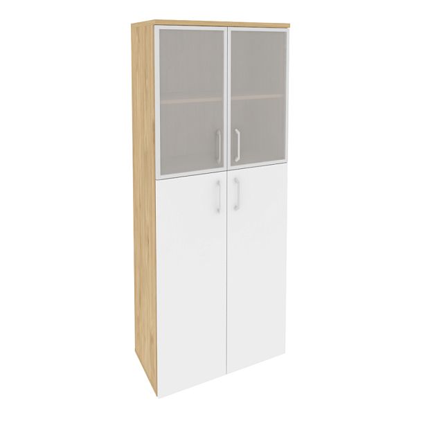 Onix Шкаф высокий широкий O.ST-1.7 R Тиквуд светлый/Белый бриллиант 800*420*1977 - Вид 1