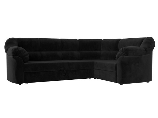 Диван угловой Карнелла правый (полностью велюр черный) - Вид 1