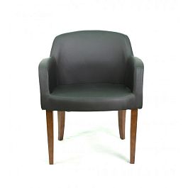 (fab-al580-bl) Стул Фабий, искусственная кожа, цвет черный Ecotex 3001, опора деревянная (арт.AL-580) - Фото предпросмотра