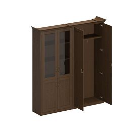 Шкаф комбинированный высокий (для одежды широкий + для документов со стеклянными дверями) Perseo ПС 372 ДМ дуб мелвилл - Фото предпросмотра