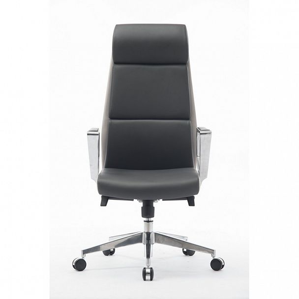 Кресло Лондон ЛЮКС / хром / темно серая+светло серая (вставки) экокожа - Вид 2