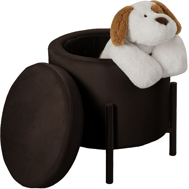 Комплект пуфов Кен с местом для хранения Коричневый велюр Confetti coffee/черный, 2 шт. - Вид 3