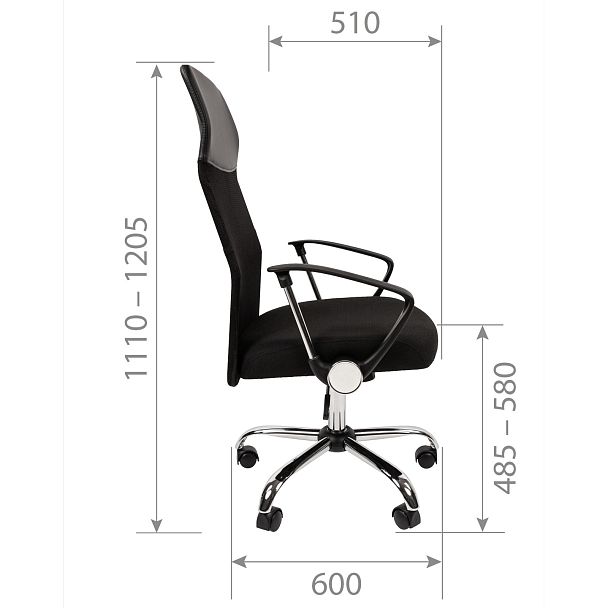Кресло CHAIRMAN 610, ткань стандарт/сетчатый акрил, черный - Вид 6